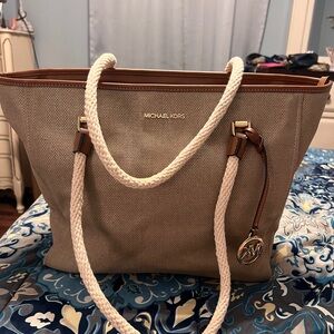 Michael Kors Beige and Brown and gold Tote Bag